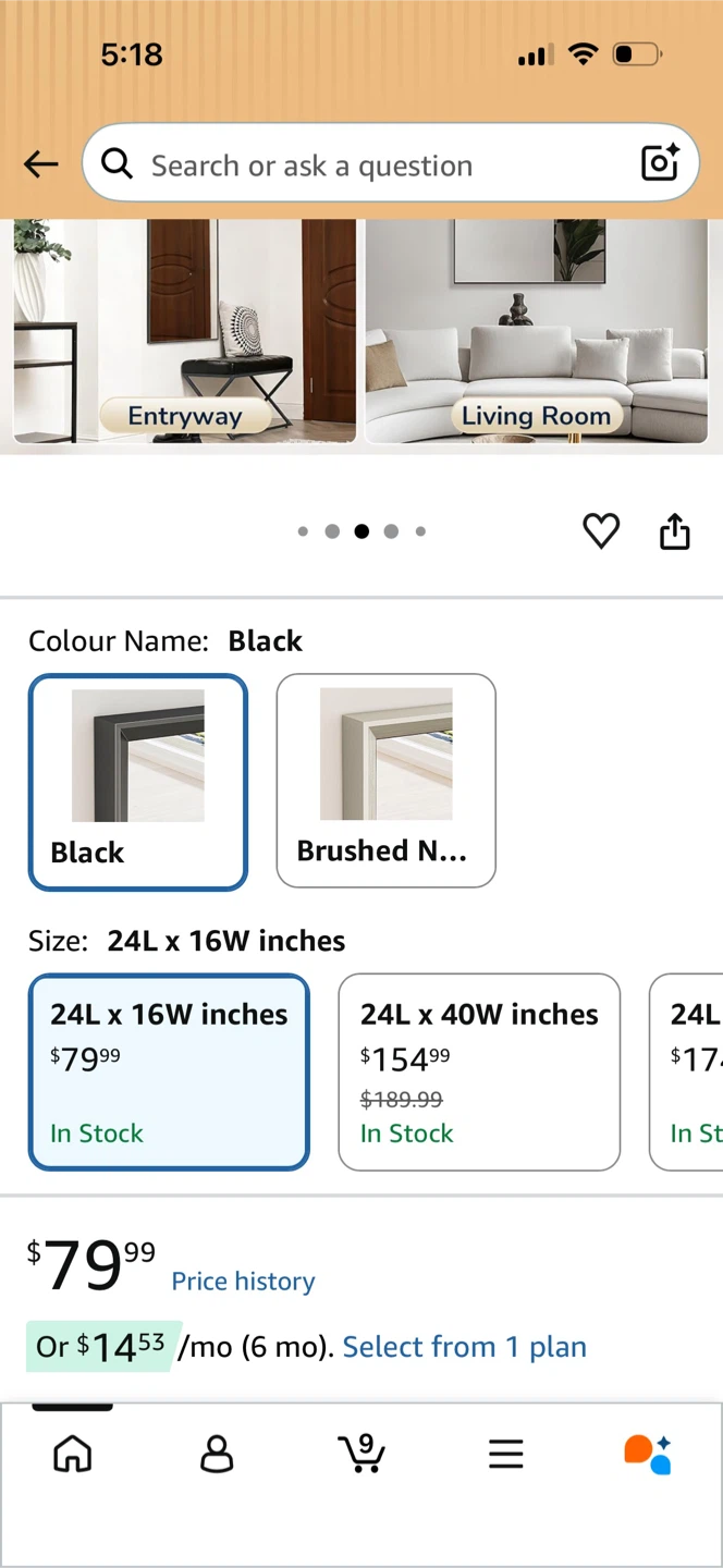 Black Bathroom Wall Mirror 16 x 24 Inches - photo 2