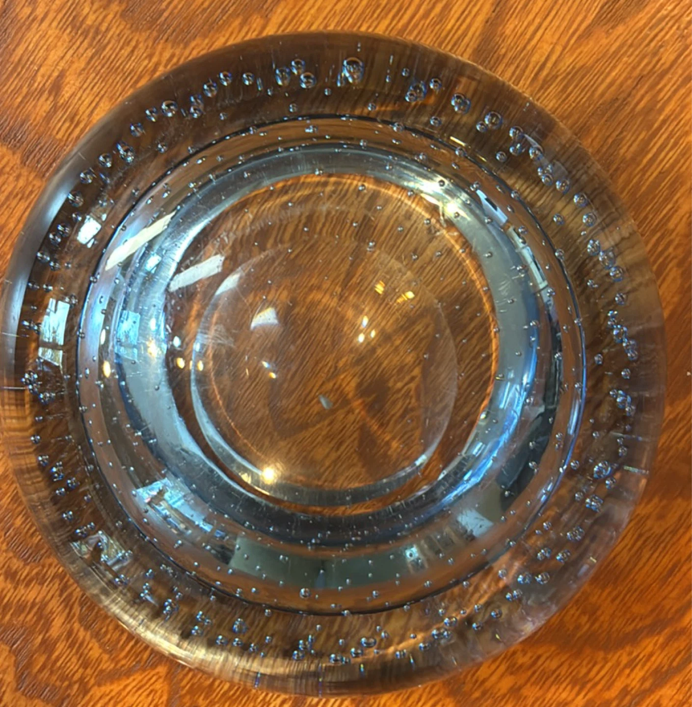 Vintage Hand Blown Blue Bubble Glass Trinket dish - photo 3