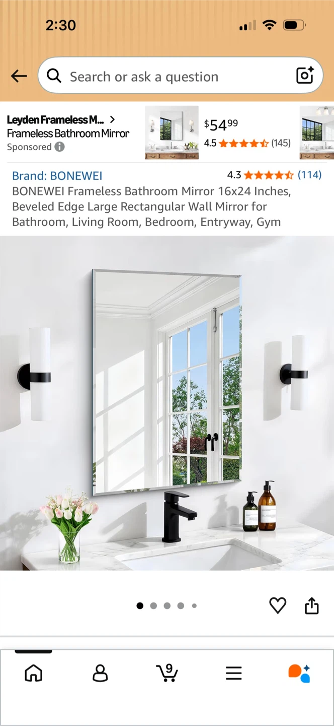 Frameless Beveled Wall Mirror 16x24 - photo 2