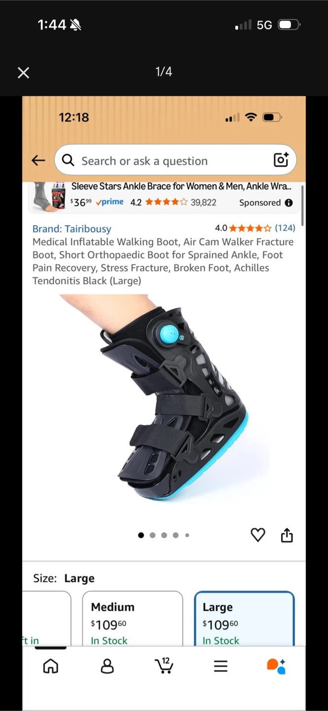 Medical Inflatable Walking Boot - Large