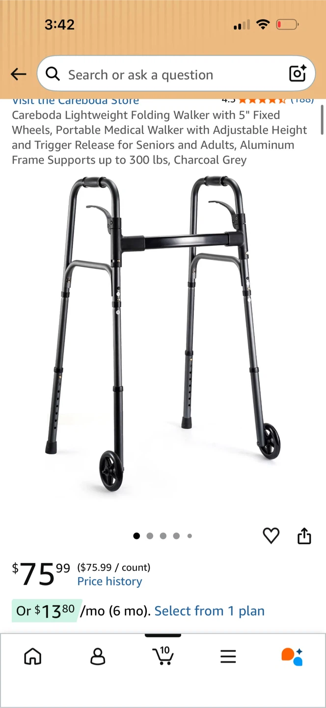 Lightweight Folding Walker Charcoal Grey - photo 3