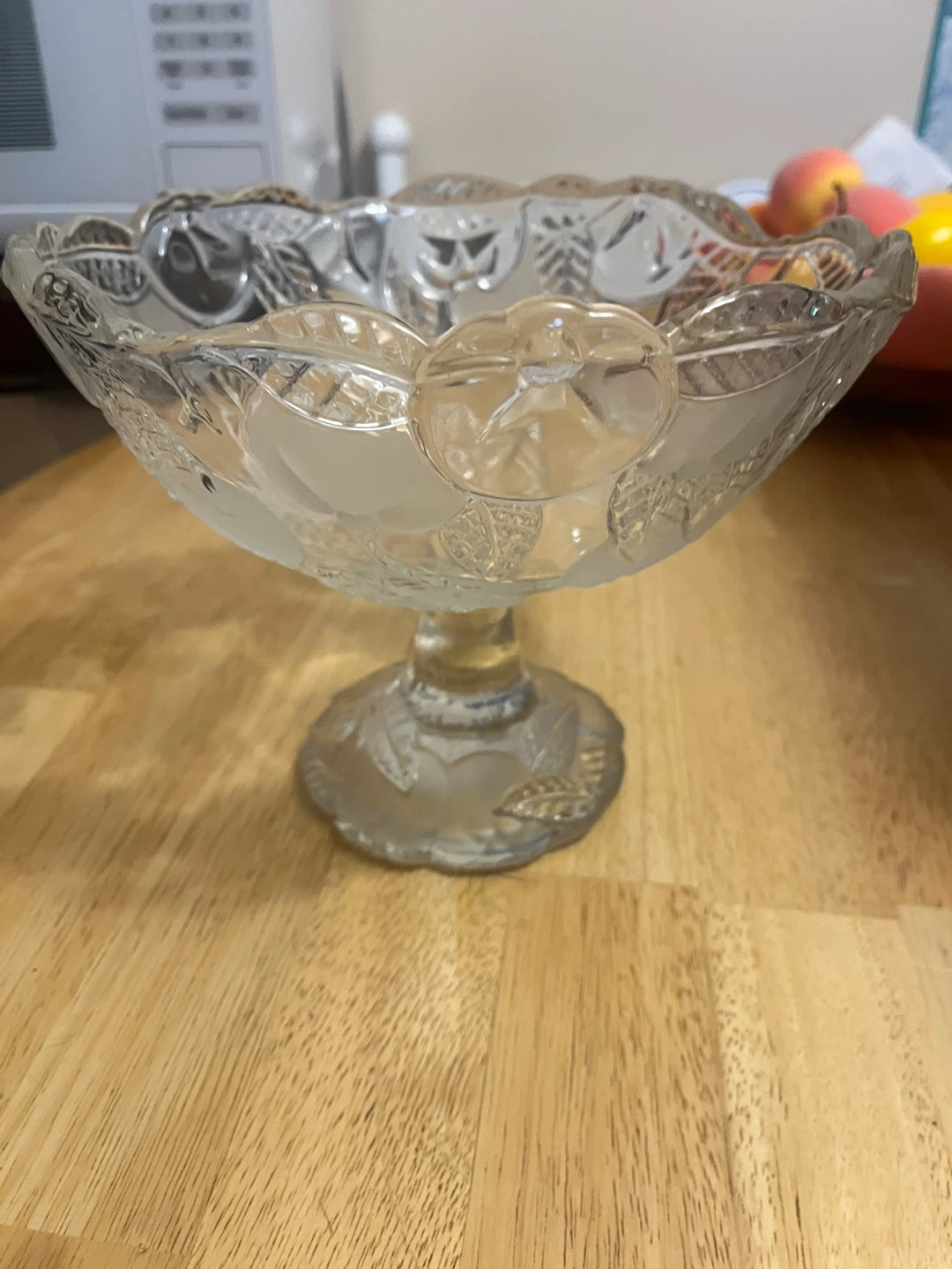 Glass Footed Fruit Bowl, vintage