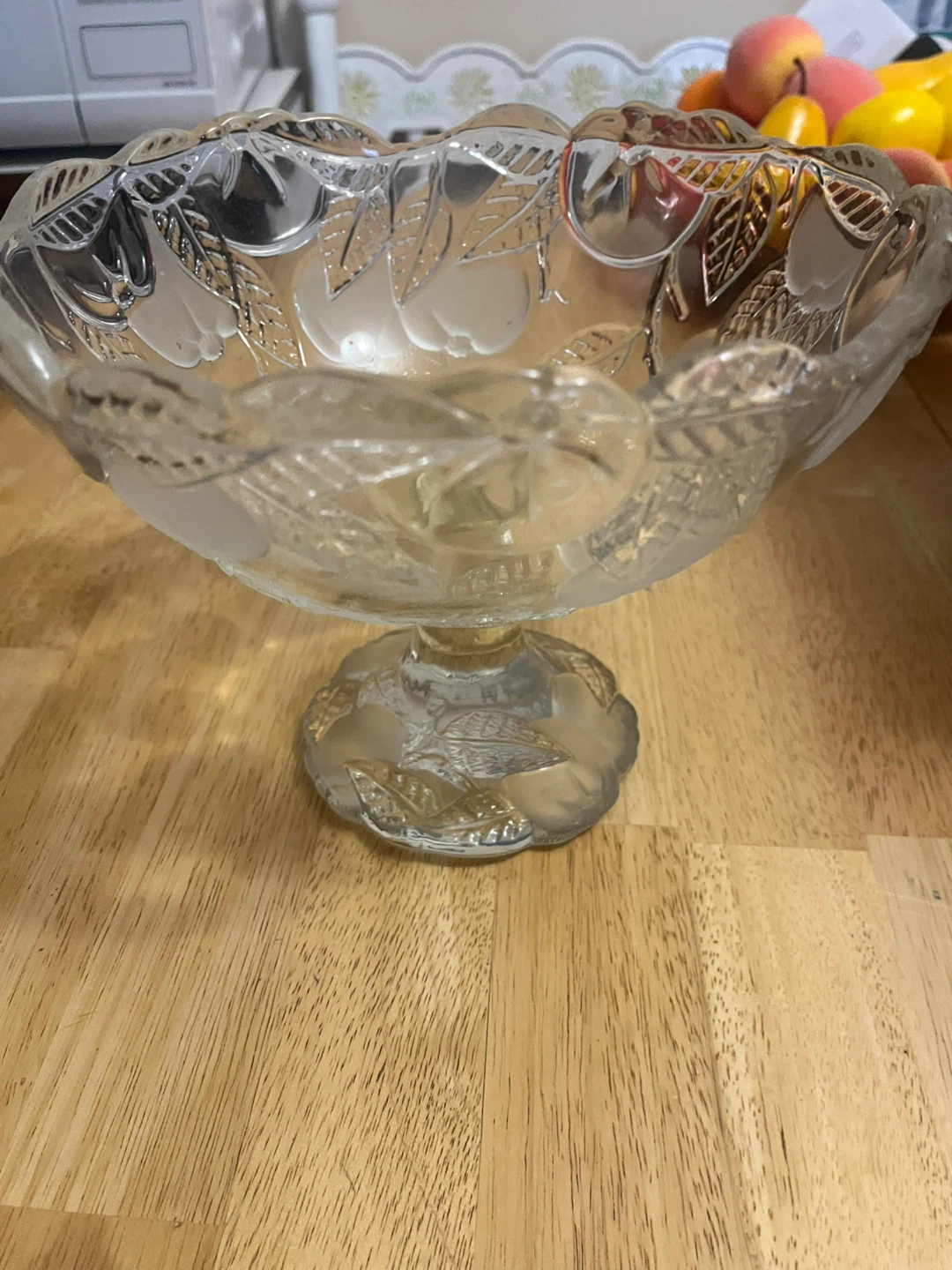 Glass Footed Fruit Bowl, vintage - photo 2