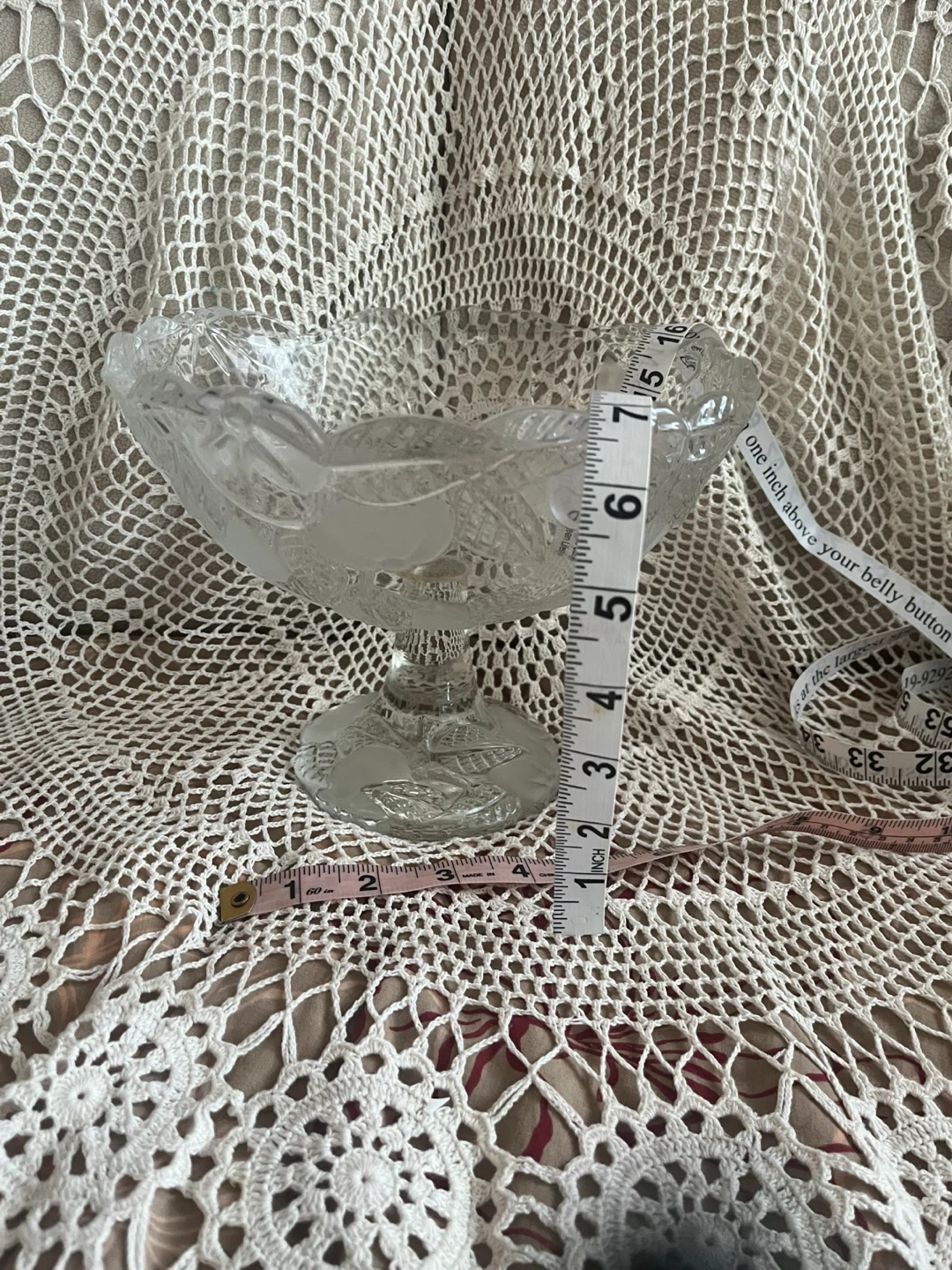 Glass Footed Fruit Bowl, vintage - photo 3