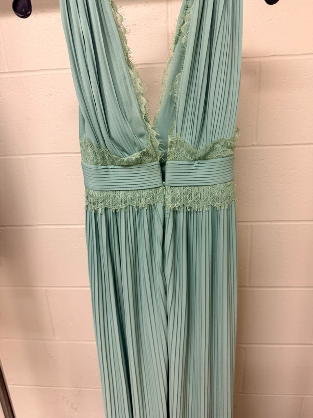 Mint Green Pleated Lace Maxi Dress - photo 2