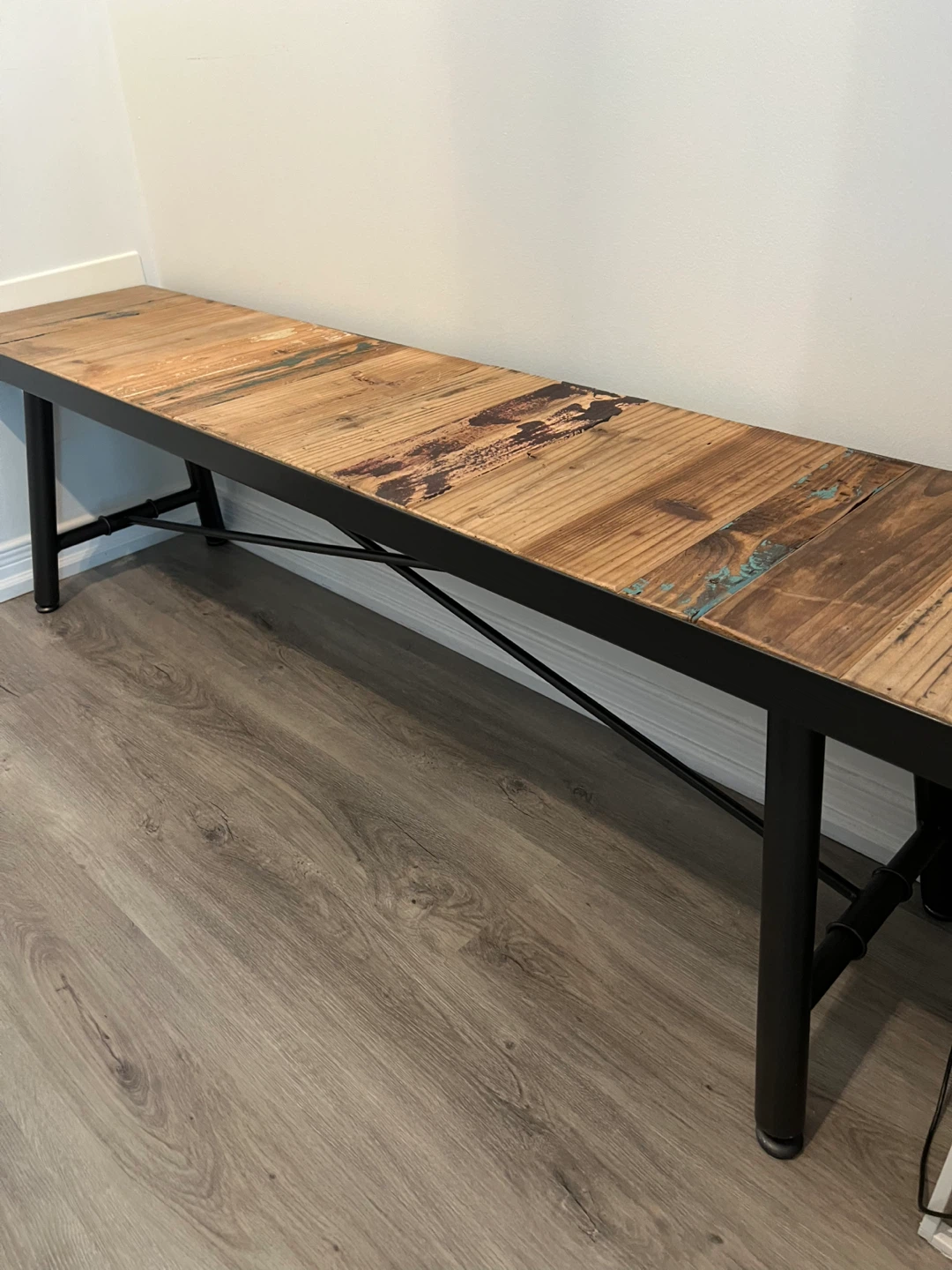 Industrial Style Wood and Metal Bench
