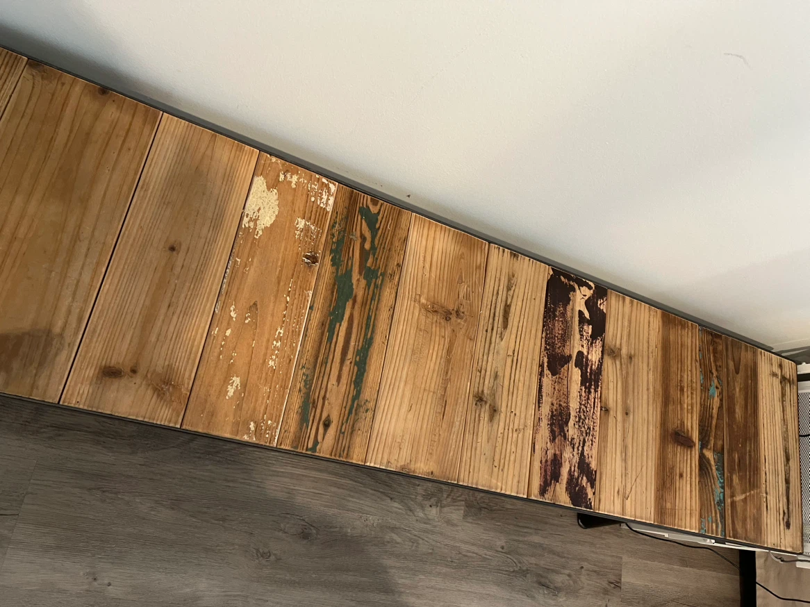 Industrial Style Wood and Metal Bench - photo 2