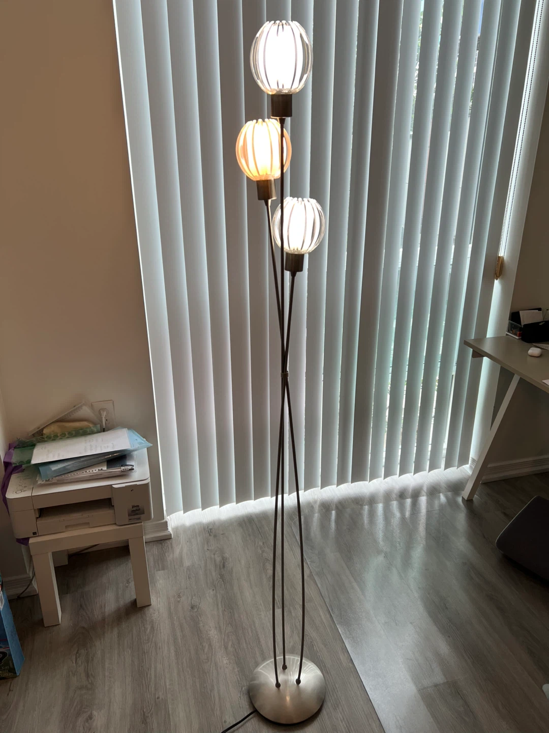 Three-Light Brushed Nickel Floor Lamp