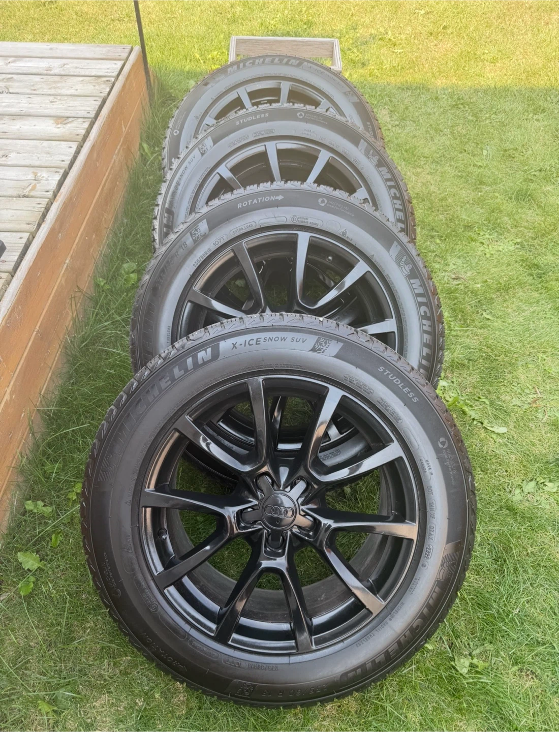 Set of 4 Michelin X-Ice Snow SUV Tires on Audi Rims