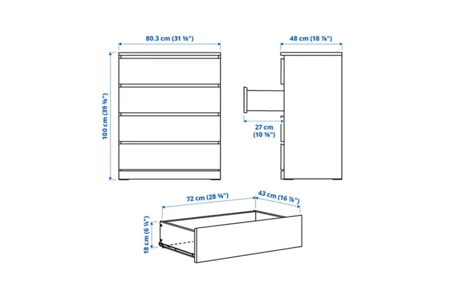 IKEA MALM 4-Drawer Chest White - photo 2