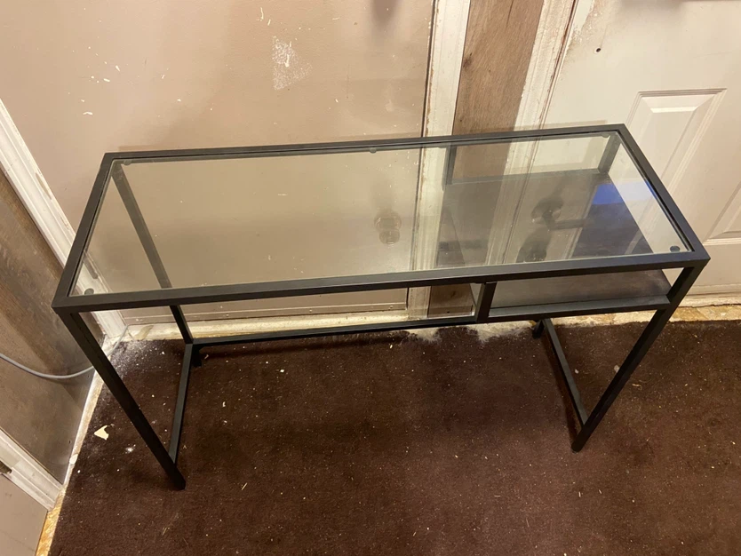 Black Console Table with Glass Top