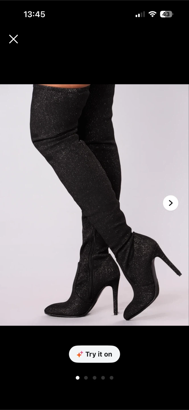 Black Glitter Over The Knee Heeled Boots US 7 - photo 2