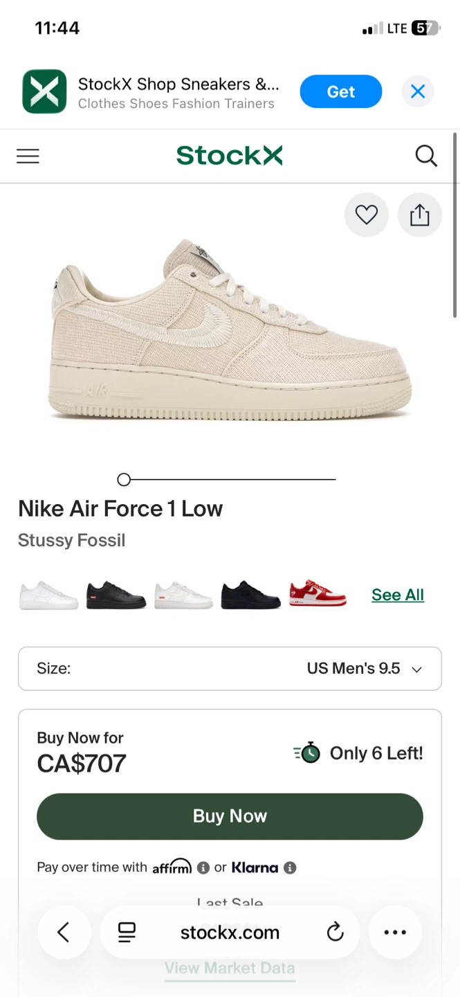 Stussy x Nike Air Force 1 Low Fossil - photo 2