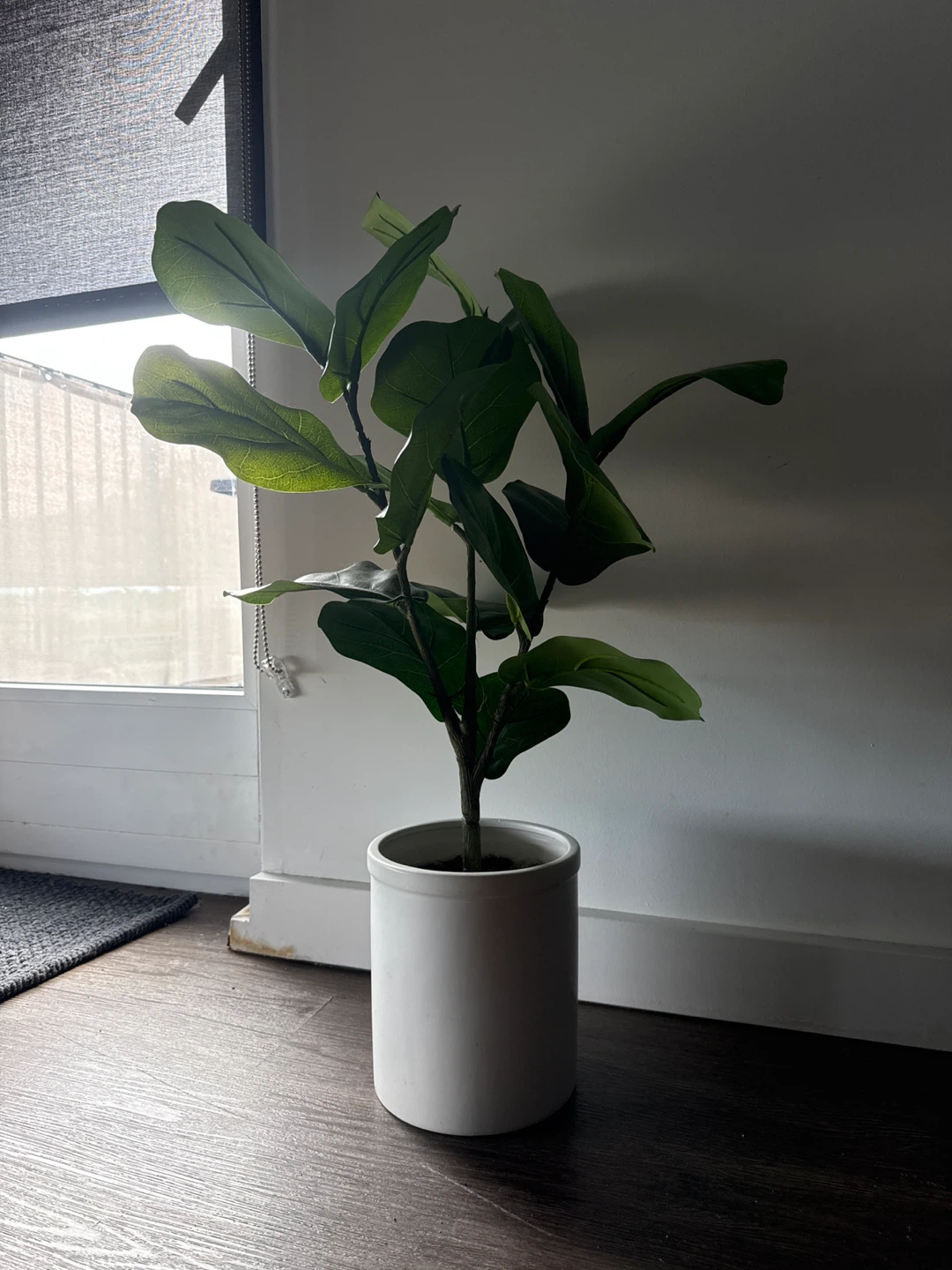 Artificial Fiddle Leaf Fig in White Pot