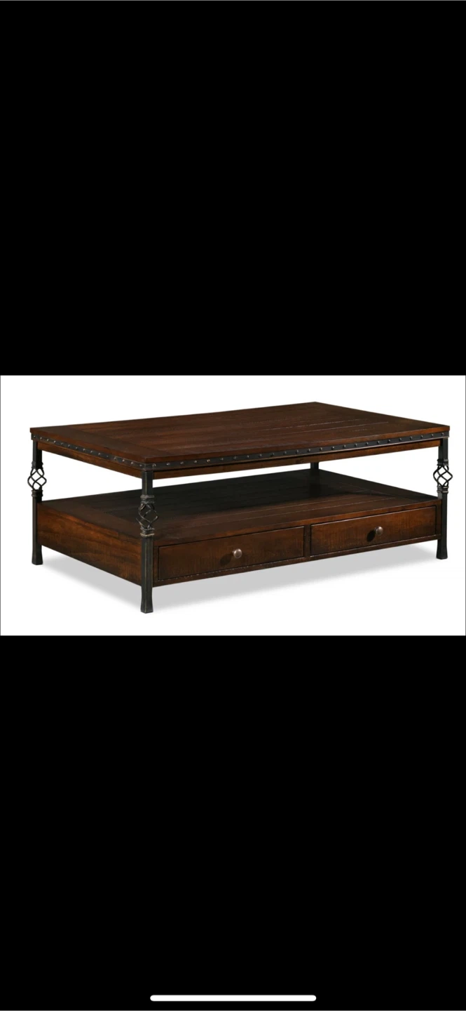 Rustic Wood Coffee Table with Drawers