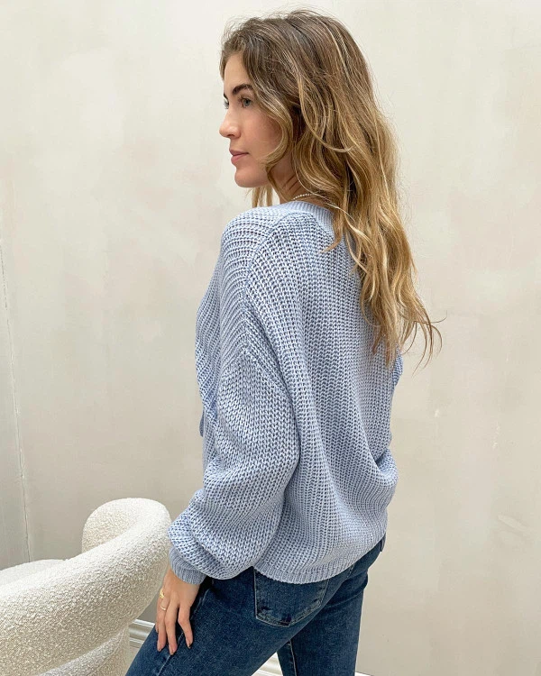 “Zebra Fashion” Light blue knit button-up cardigan - photo 4