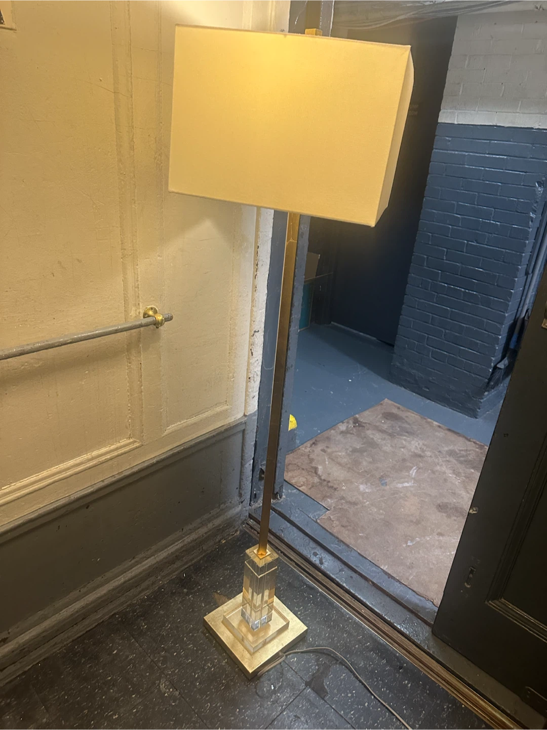 Floor Lamp - Gold Leaf + Lucite - Modern Square Shade