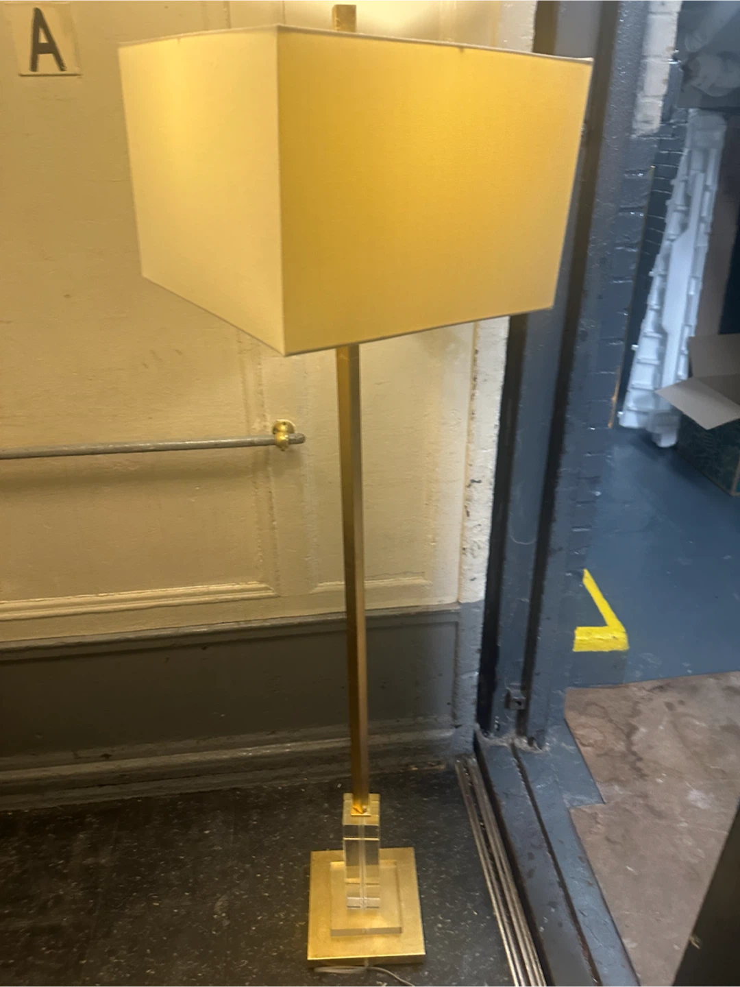 Floor Lamp - Gold Leaf + Lucite - Modern Square Shade - photo 2
