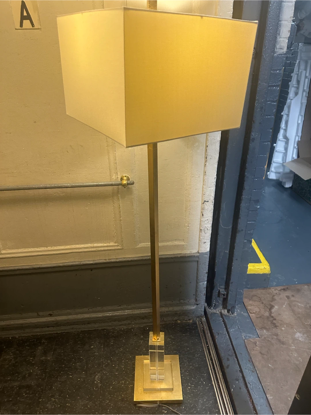 Floor Lamp - Gold Leaf + Lucite - Modern Square Shade - photo 3