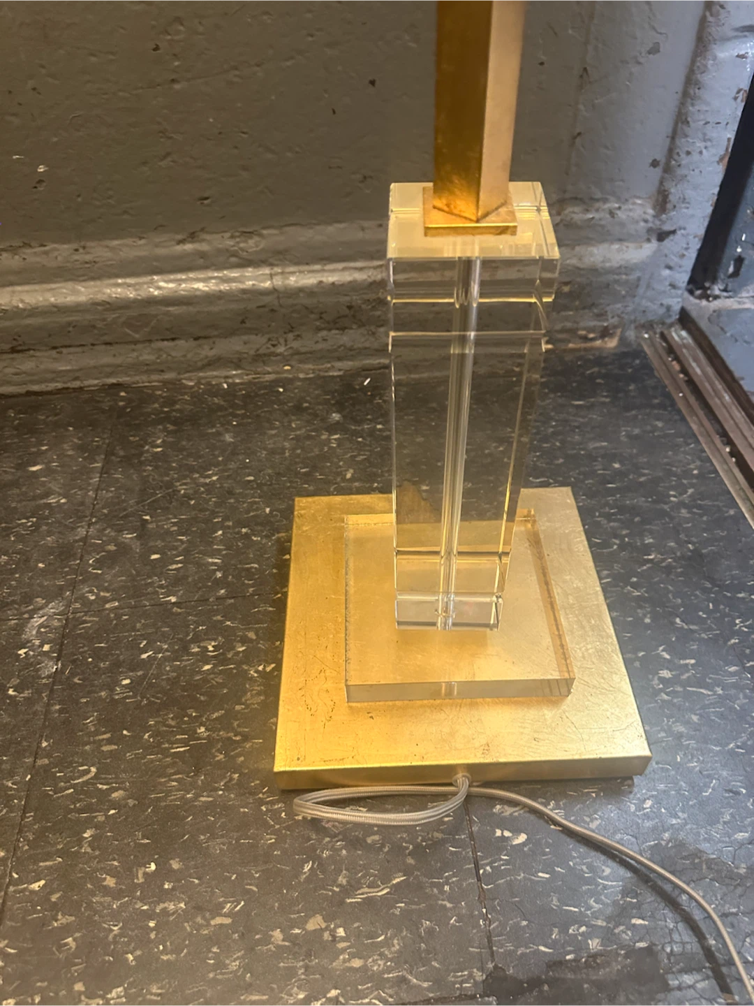 Floor Lamp - Gold Leaf + Lucite - Modern Square Shade - photo 5