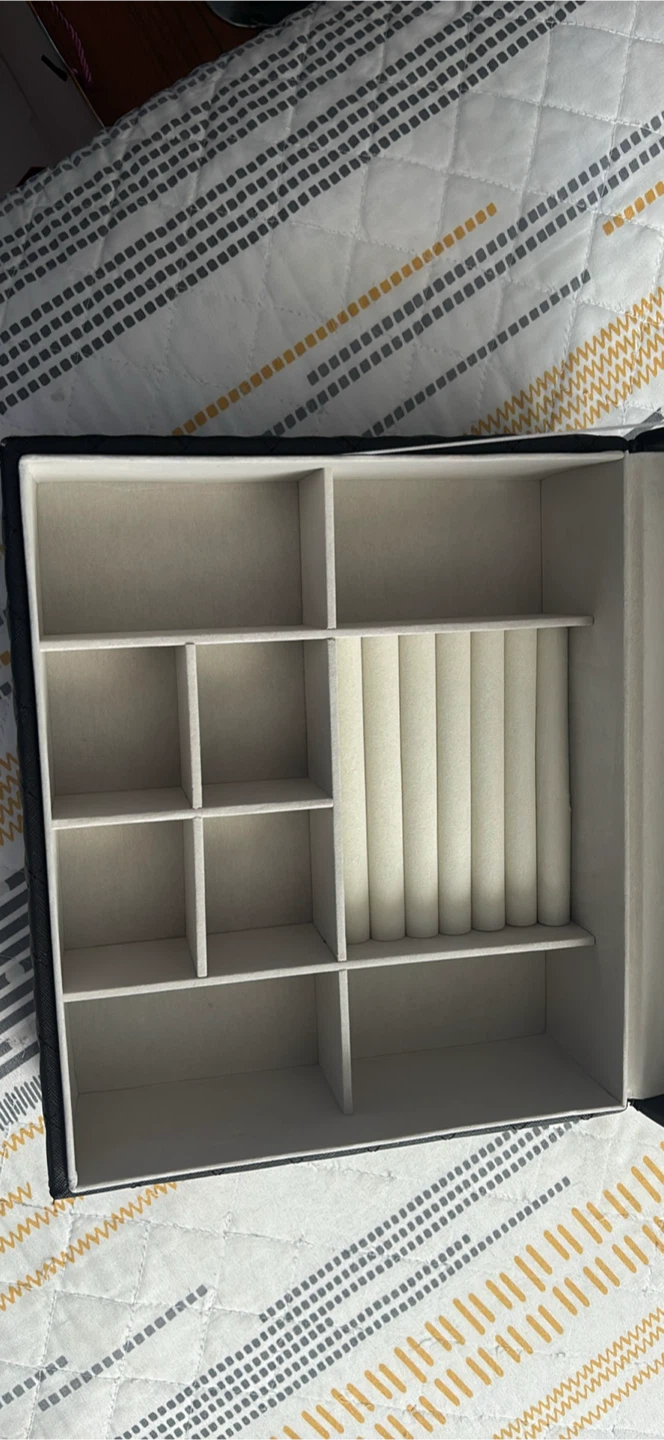 Black Quilted Jewelry Organizer Box with Mirror - photo 2