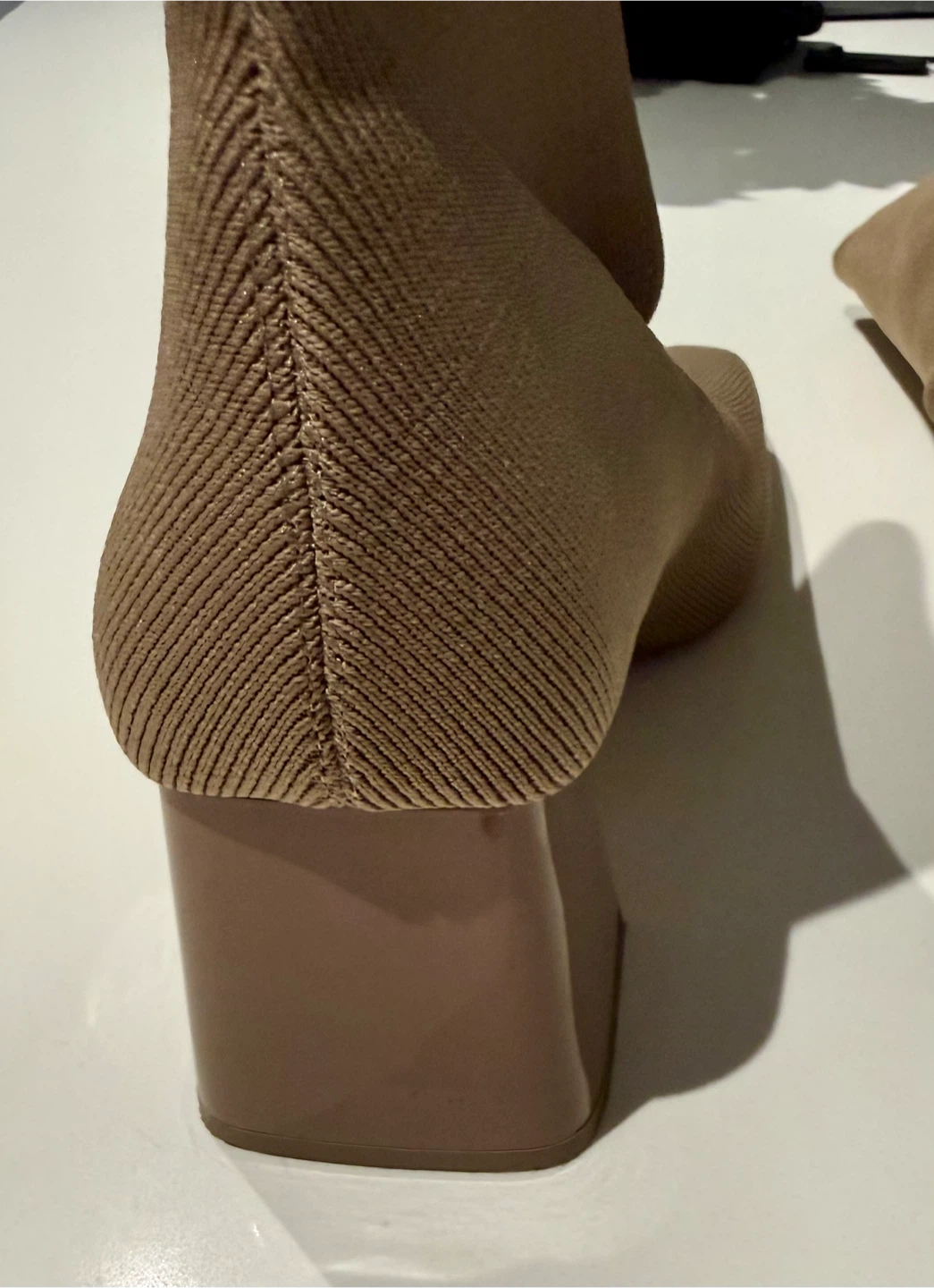 “NEW” Zara Sandy Brown Block Heel Fabric Ankle Boots - photo 4