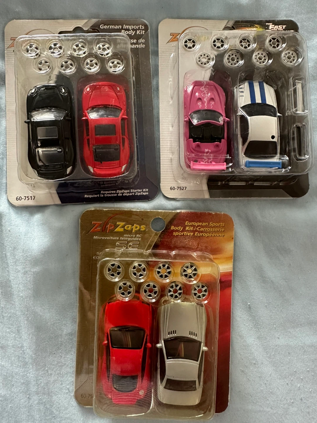 3 Sets of ZipZaps Micro RC Car Body Kits
