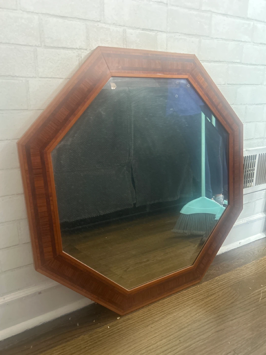 Octagonal Wood Framed Mirror