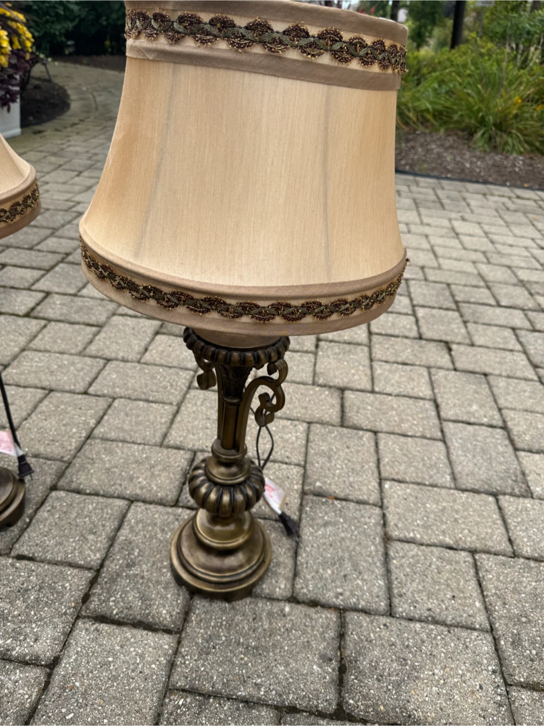 Set of Two Ornate Bronze Table Lamps