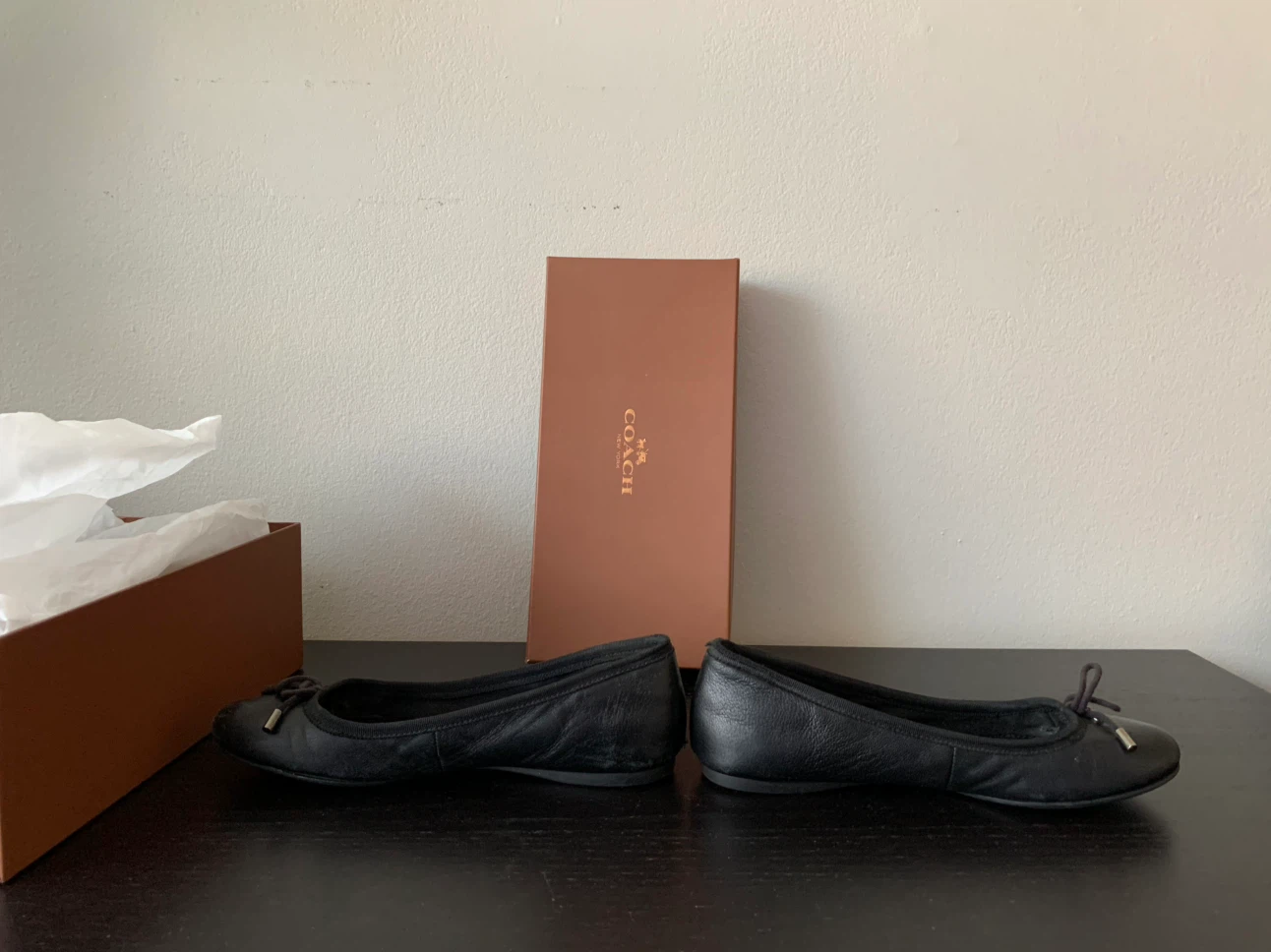 Coach Lara Silk Nappa Ballet Flats Black Size 6 M - photo 3