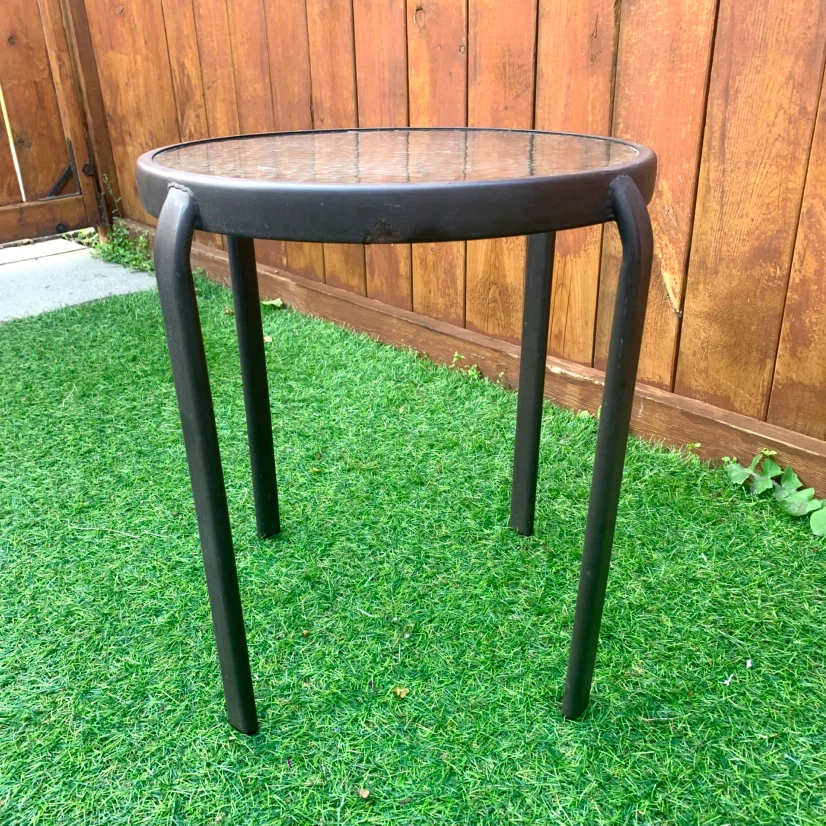 Round Glass Side Table Patio Accent End Table Outdoor Furniture - photo 3