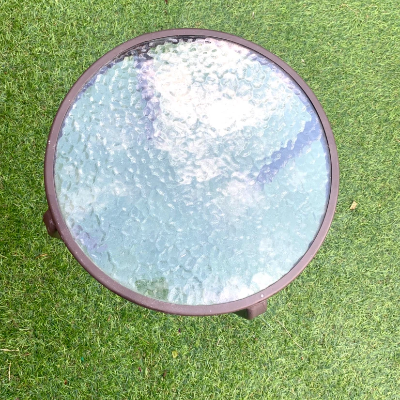 Round Glass Side Table Patio Accent End Table Outdoor Furniture - photo 5