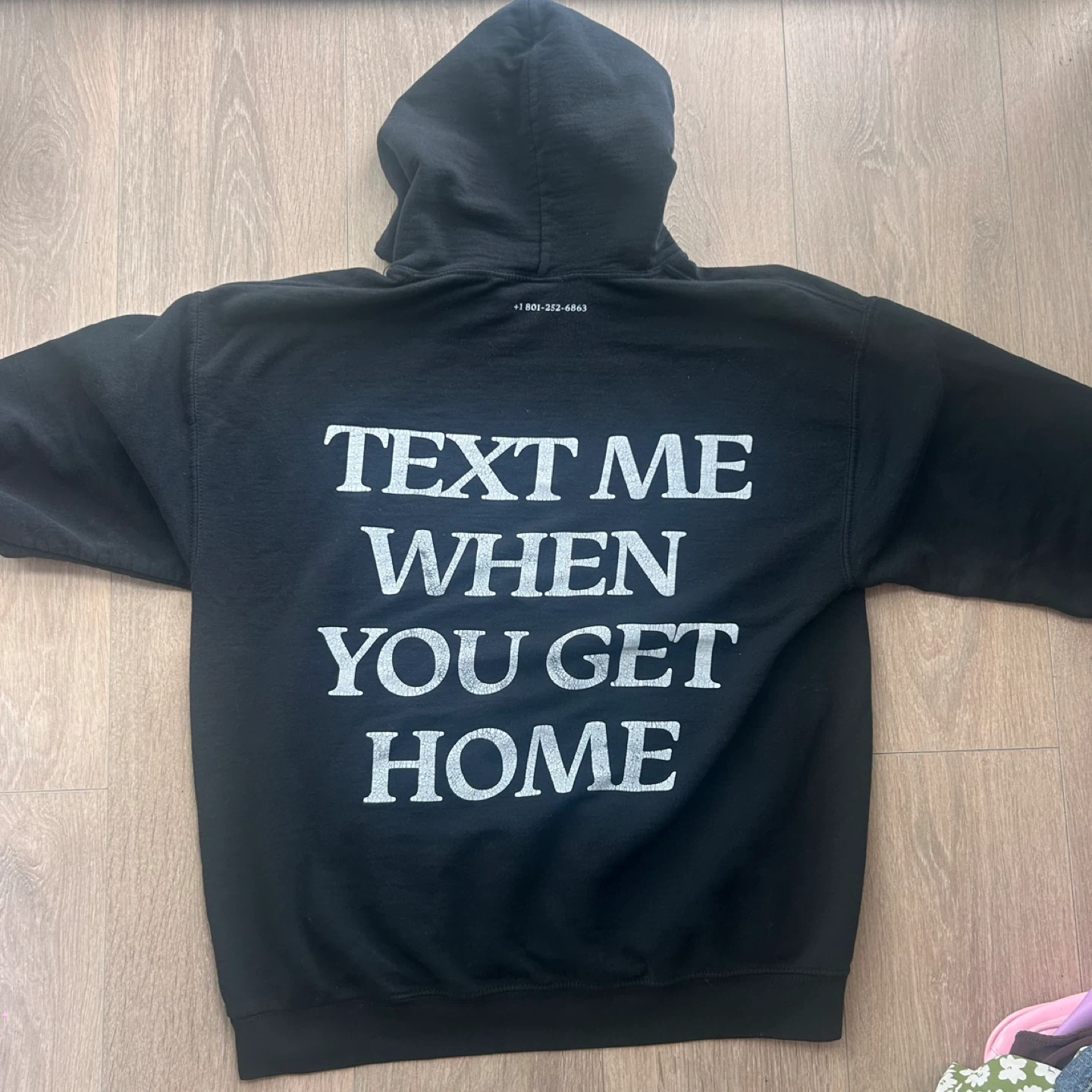 Lonely Ghost Text Me When You Get Home Black Graphic Hoodie
