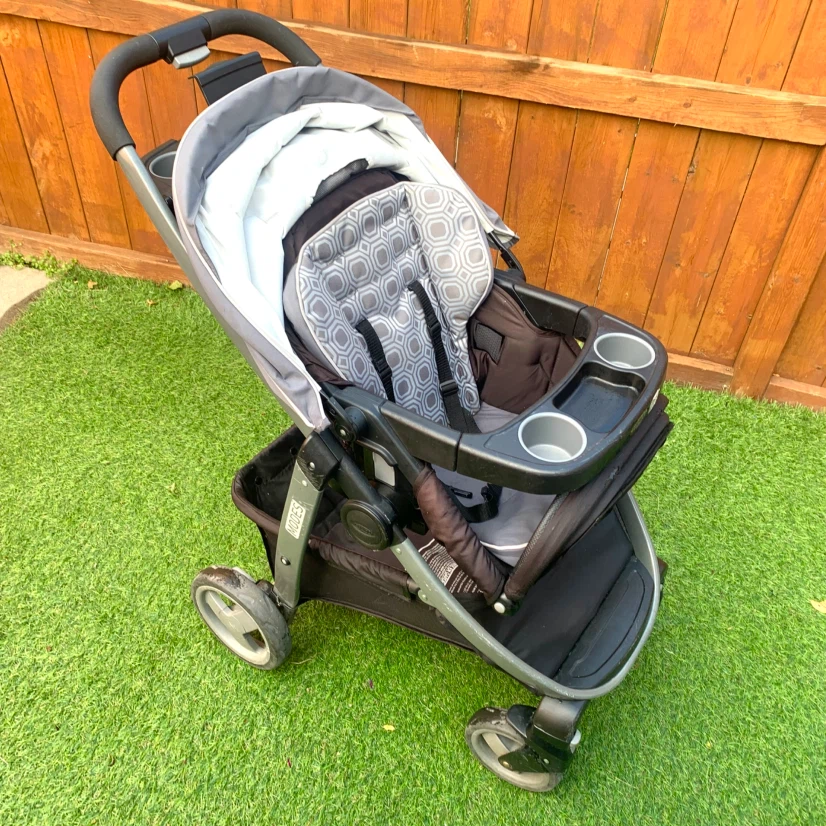 Baby Stroller with Canopy Cup Holders Storage Basket Folding - photo 3