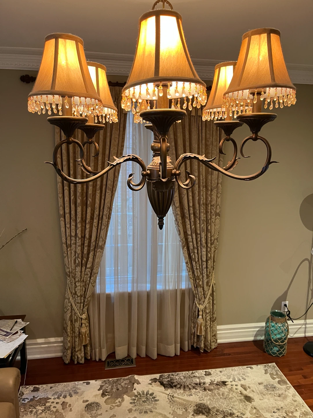 Bronze Chandelier with Beaded Shades - photo 2