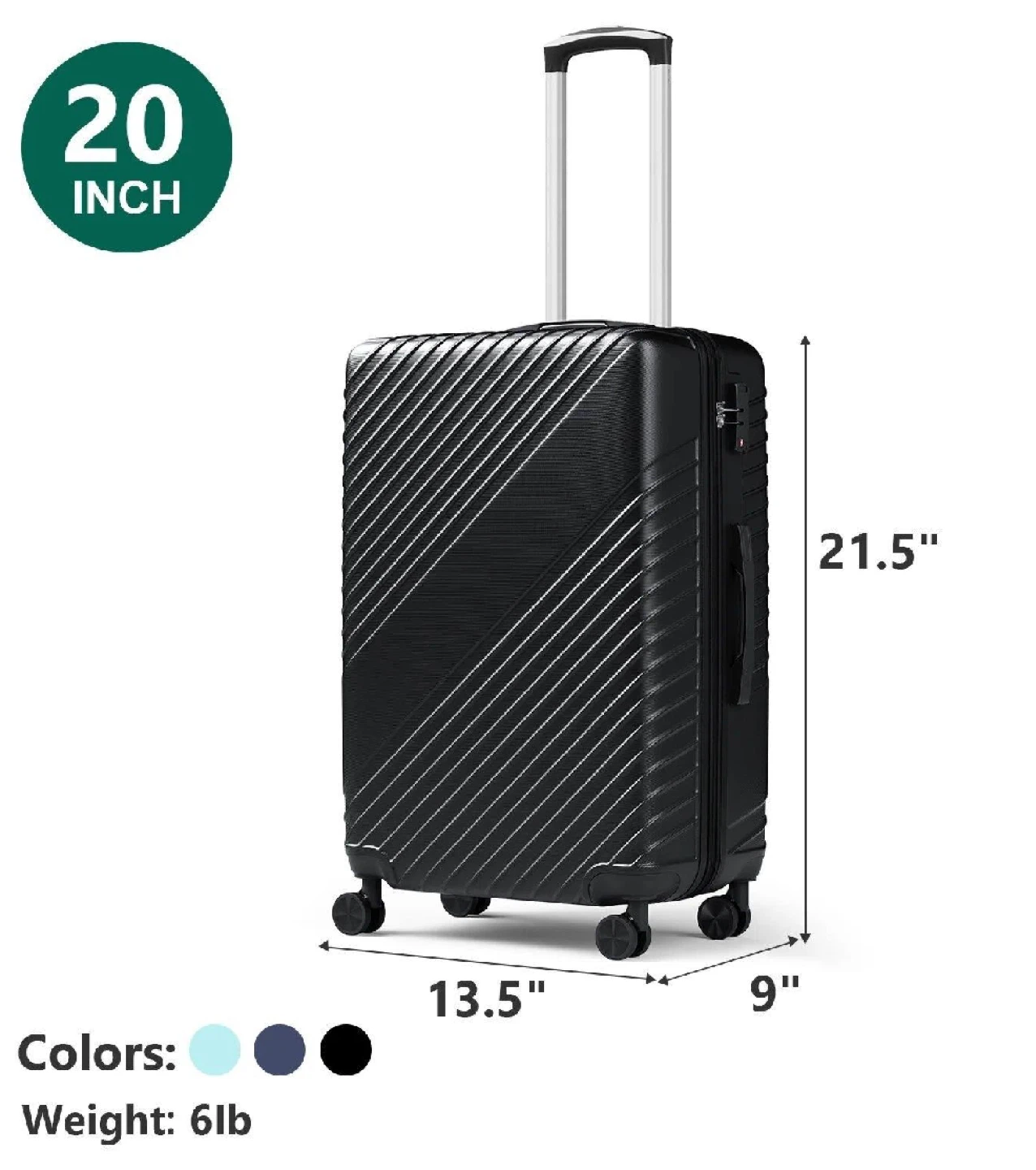 20 Inch Black Carry-on Suitcase - photo 2