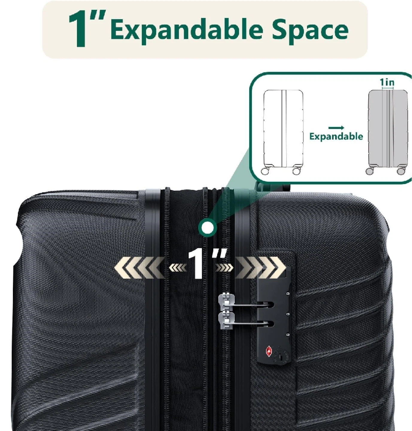 20 Inch Black Carry-on Suitcase - photo 3