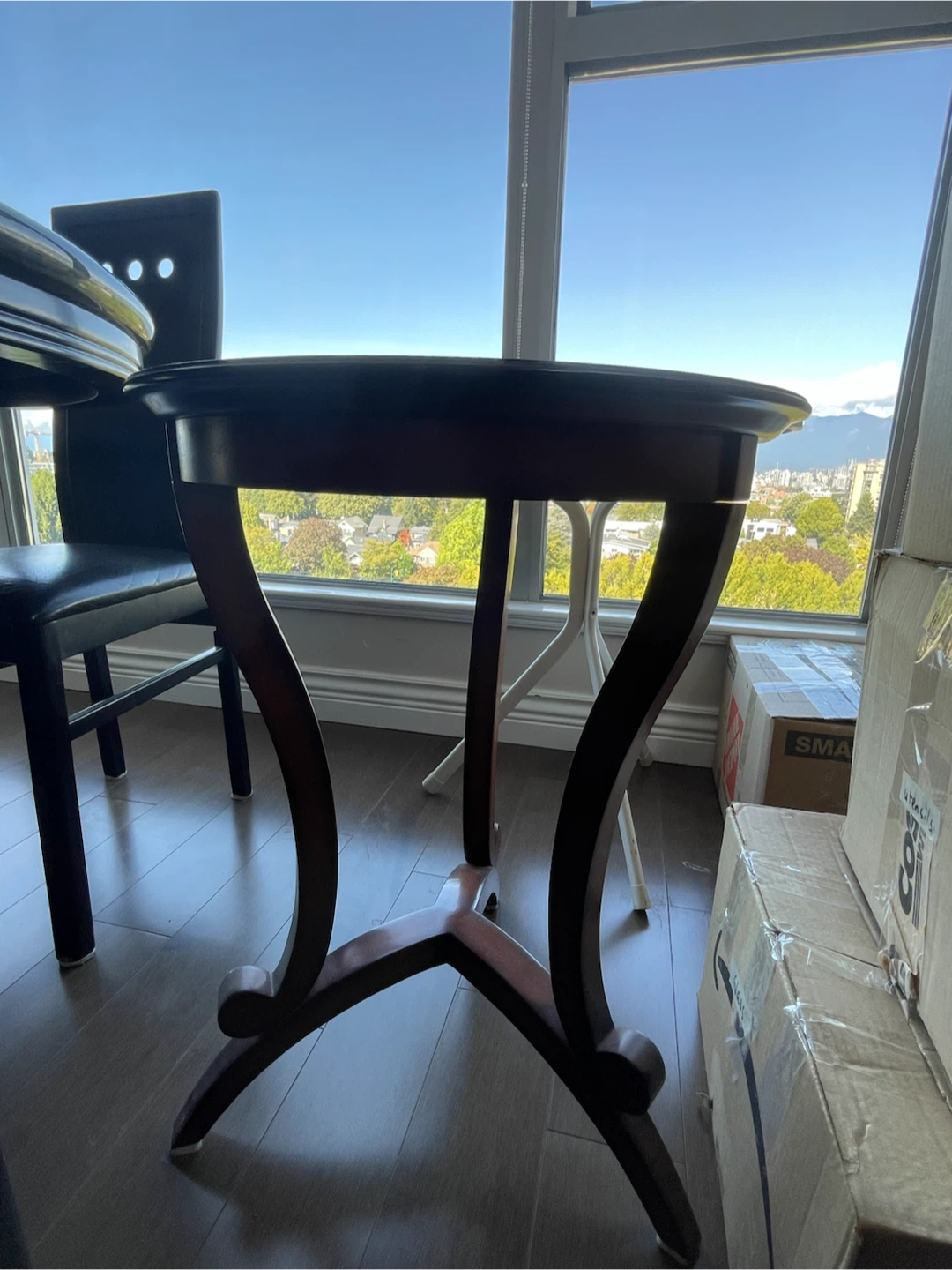 Dark Wood Round Accent Table
