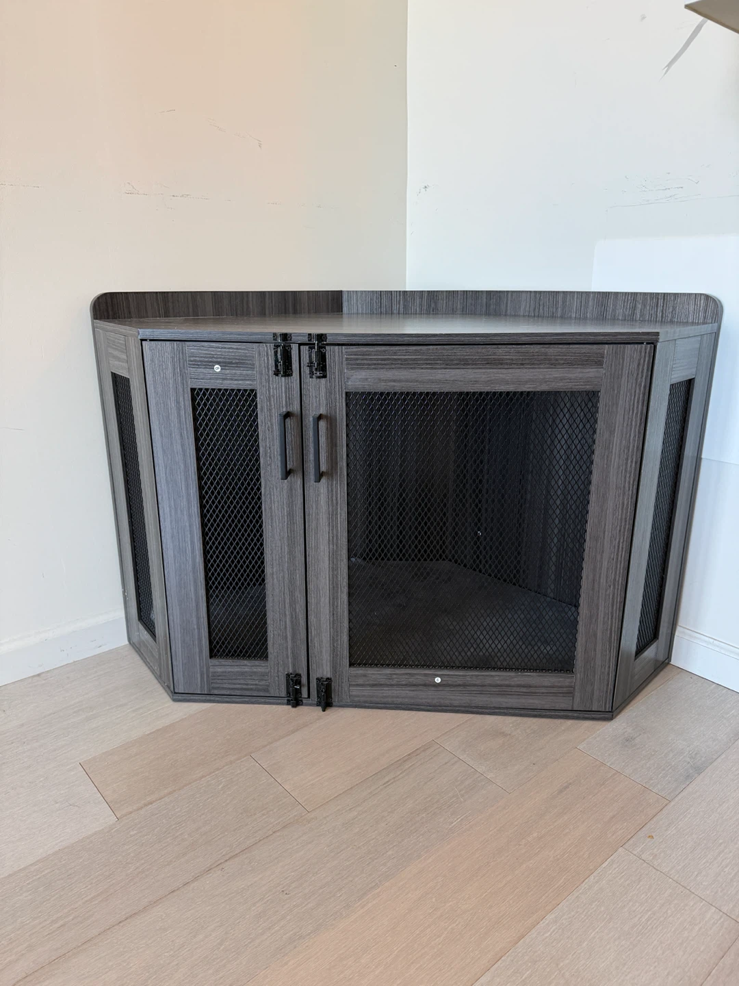 Dark Gray Corner Pet Crate