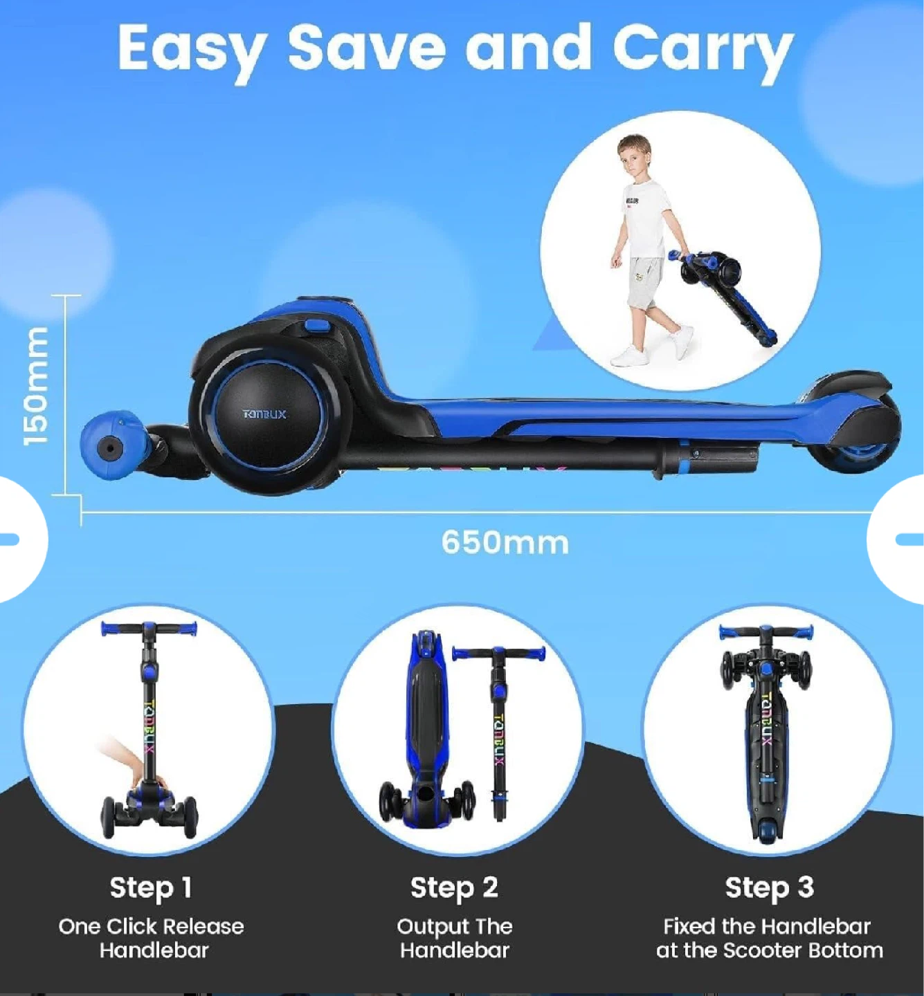 TONBUX Kids Lean-to-Steer Scooter - photo 2
