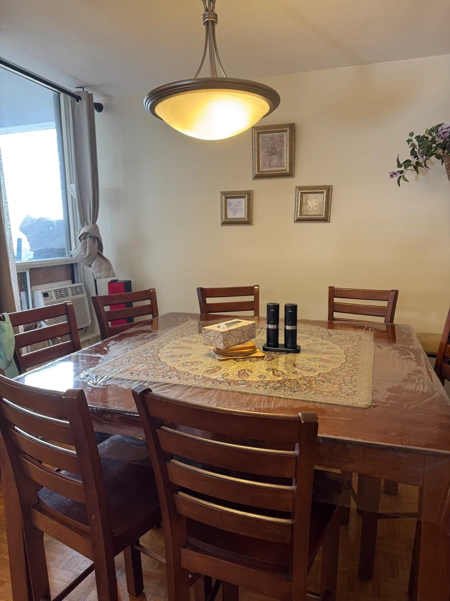 Large Square Wooden Dining Table with 8 Chairs