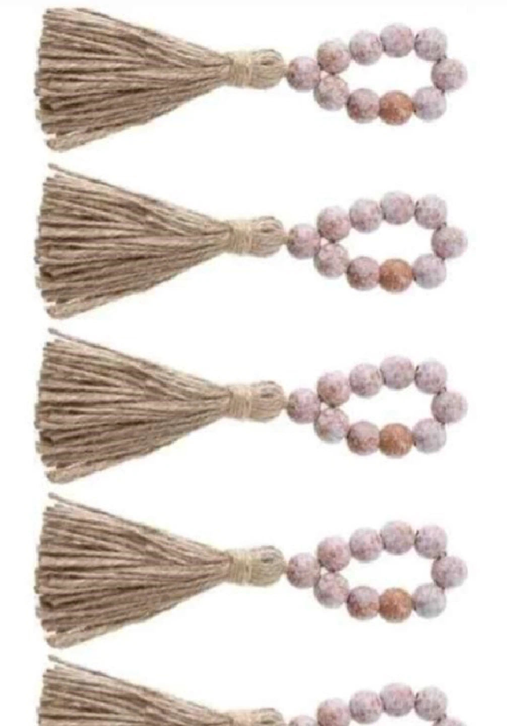 Set of 5 Beaded Tassel Napkin Rings