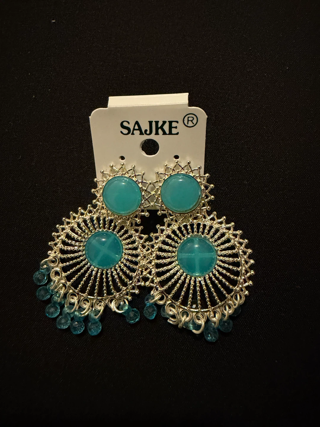 Sajke blue beaded drop earrings