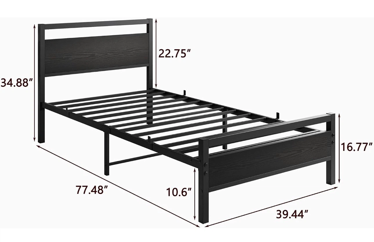 Twin size wood bed frame in black - photo 2