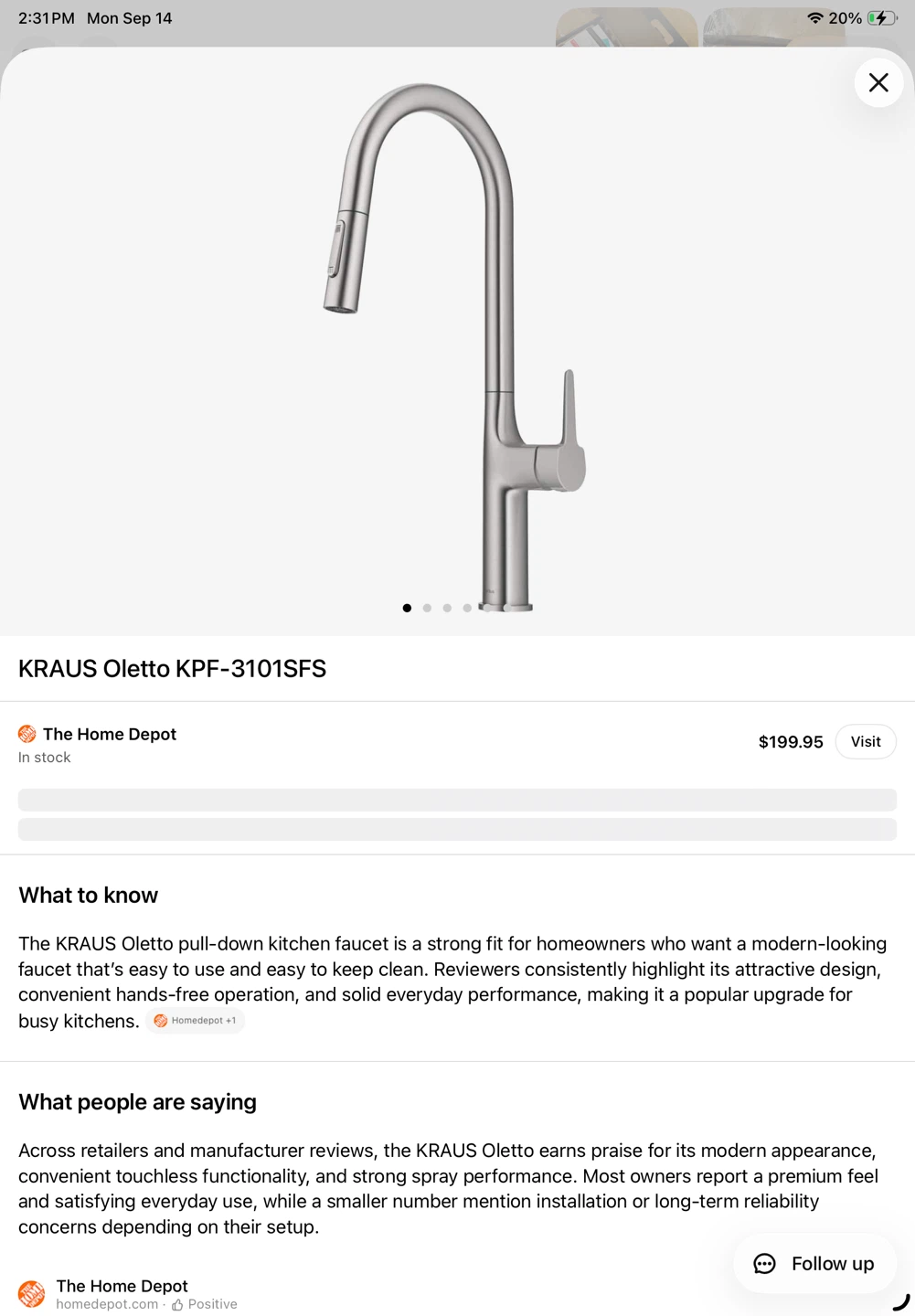Kraus Oletto Pull-Down Kitchen Faucet - photo 3