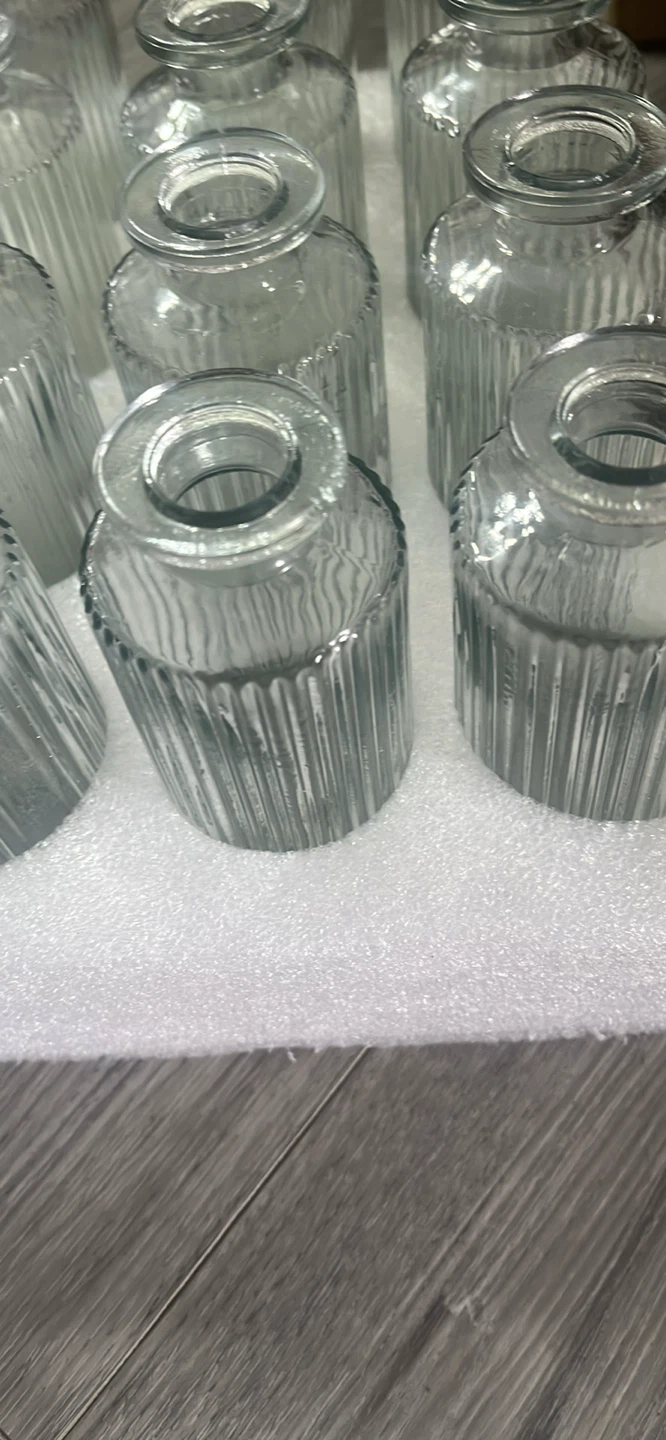 Set of 12 Ribbed Glass Vases - photo 3