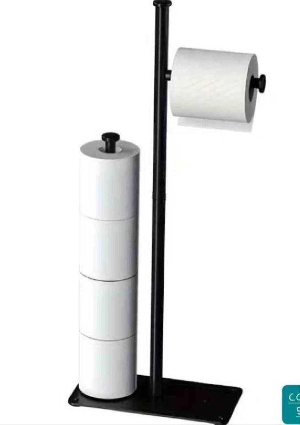 Black Metal Toilet Paper Holder Stand