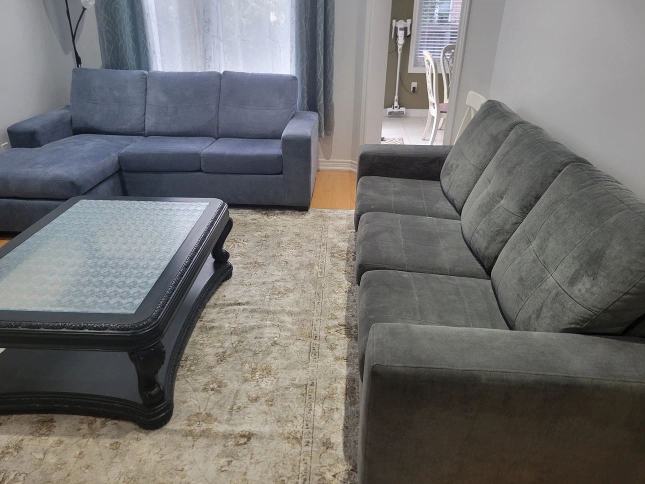 Blue and grey sectional sofa / couch