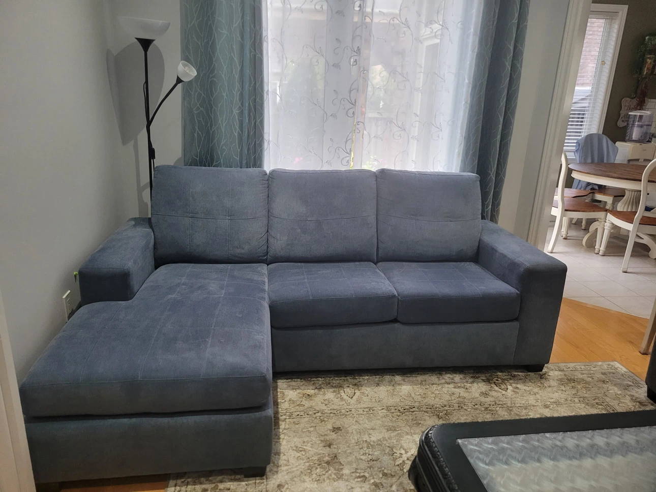 Blue and grey sectional sofa / couch - photo 2