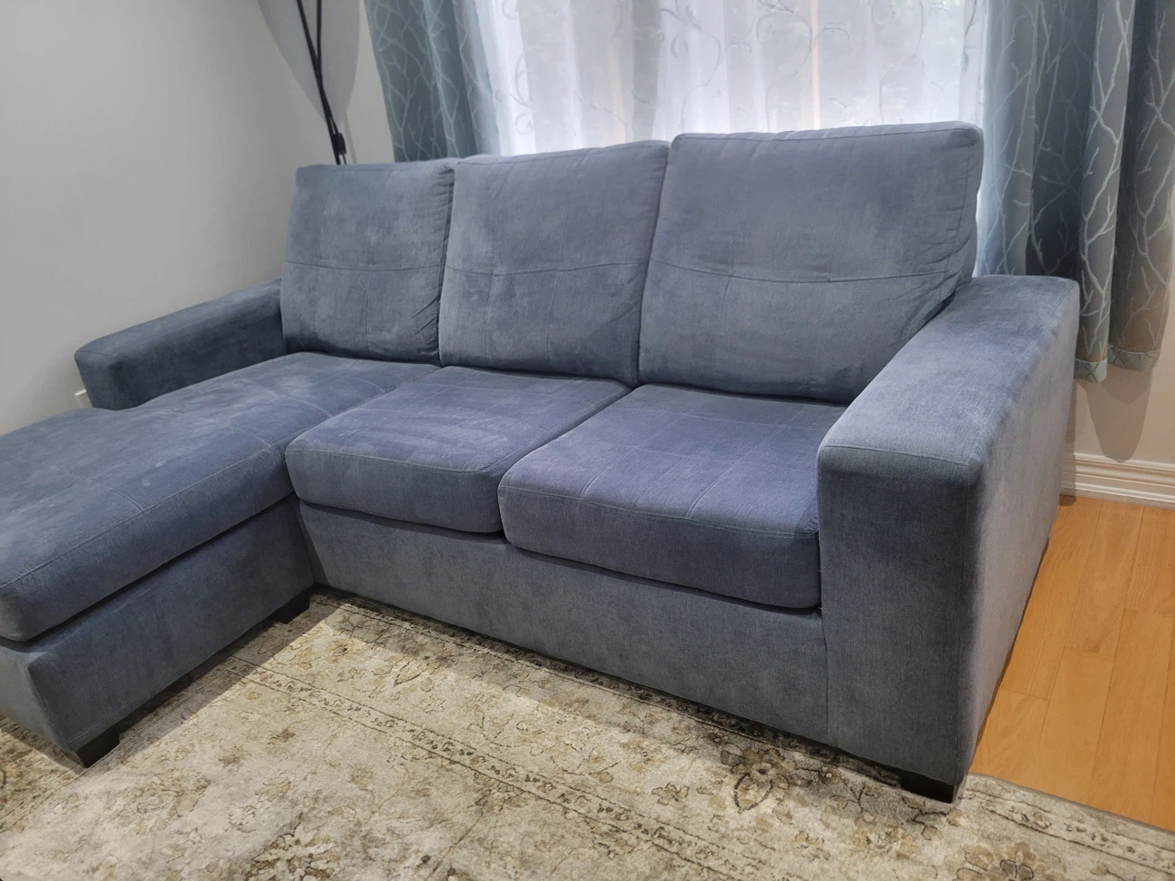 Blue and grey sectional sofa / couch - photo 3